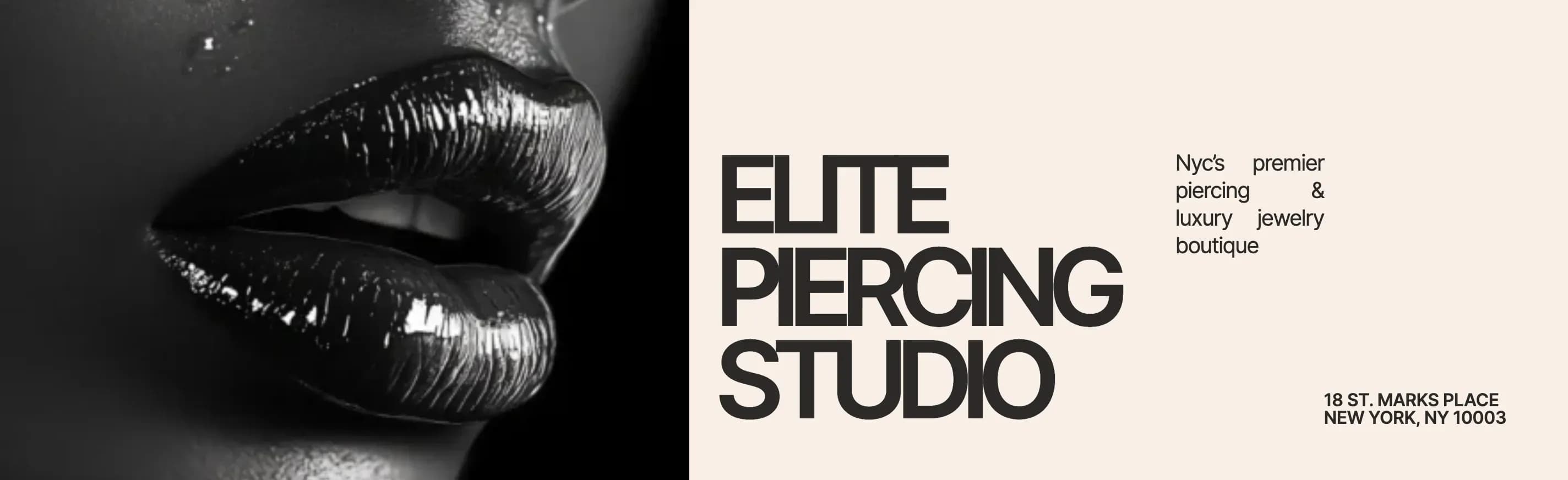 Homepage hero of Elite Piercing Studio