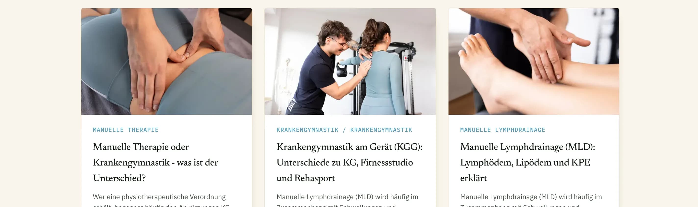 Blog with patient guides on manual therapy, KGG and lymph drainage