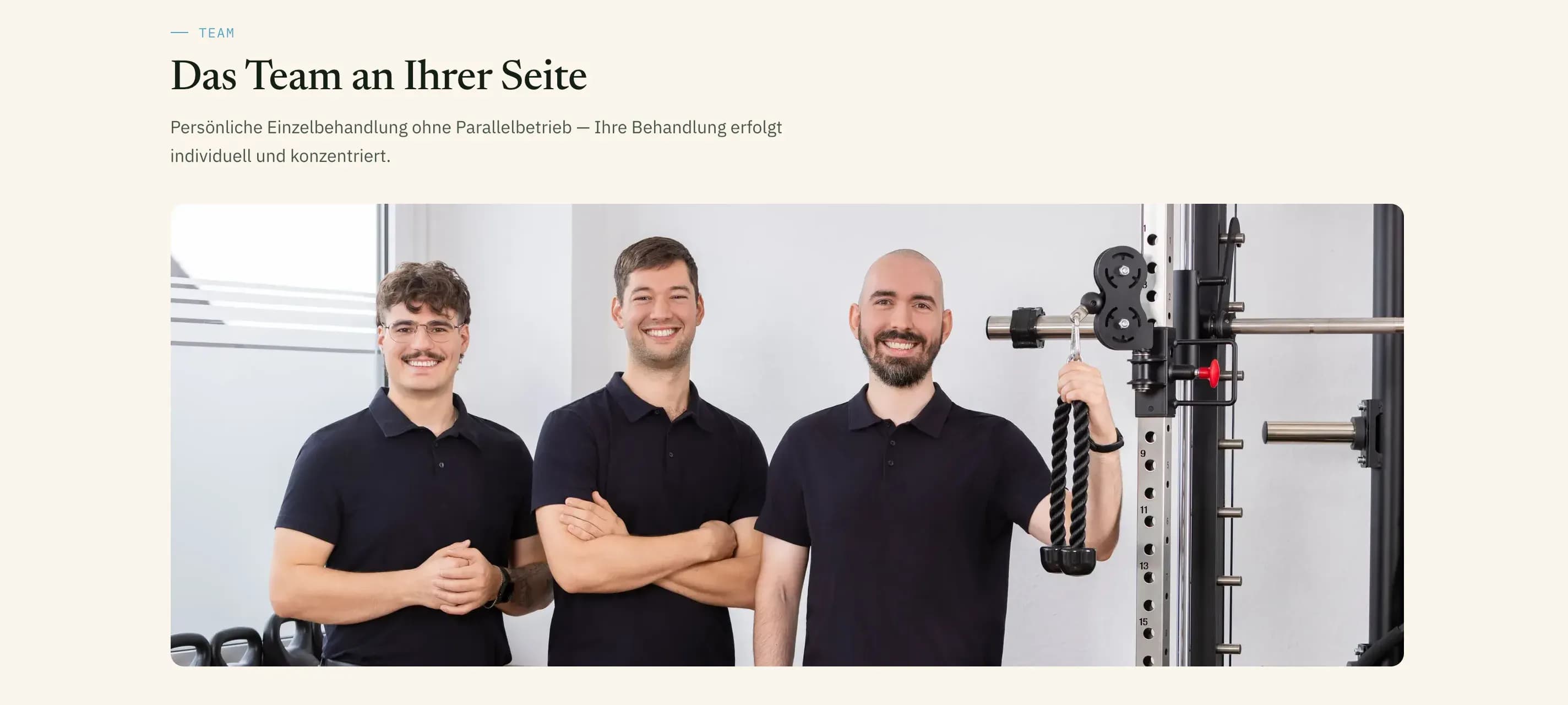 Team page with the three therapists
