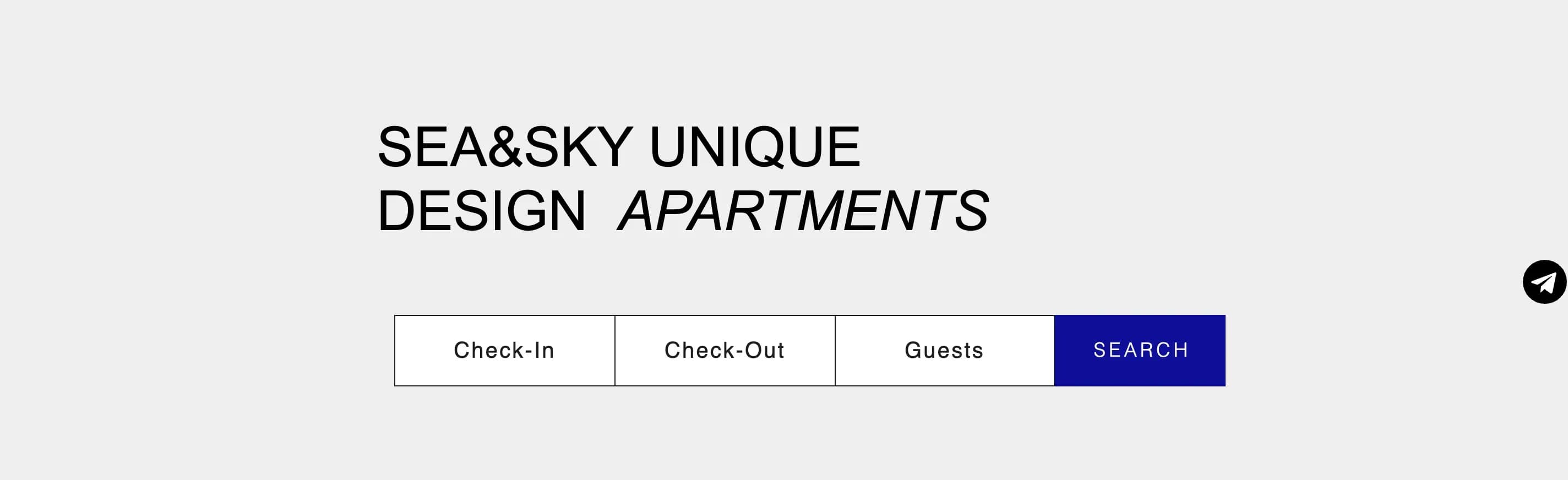 Homepage hero with date and guest search