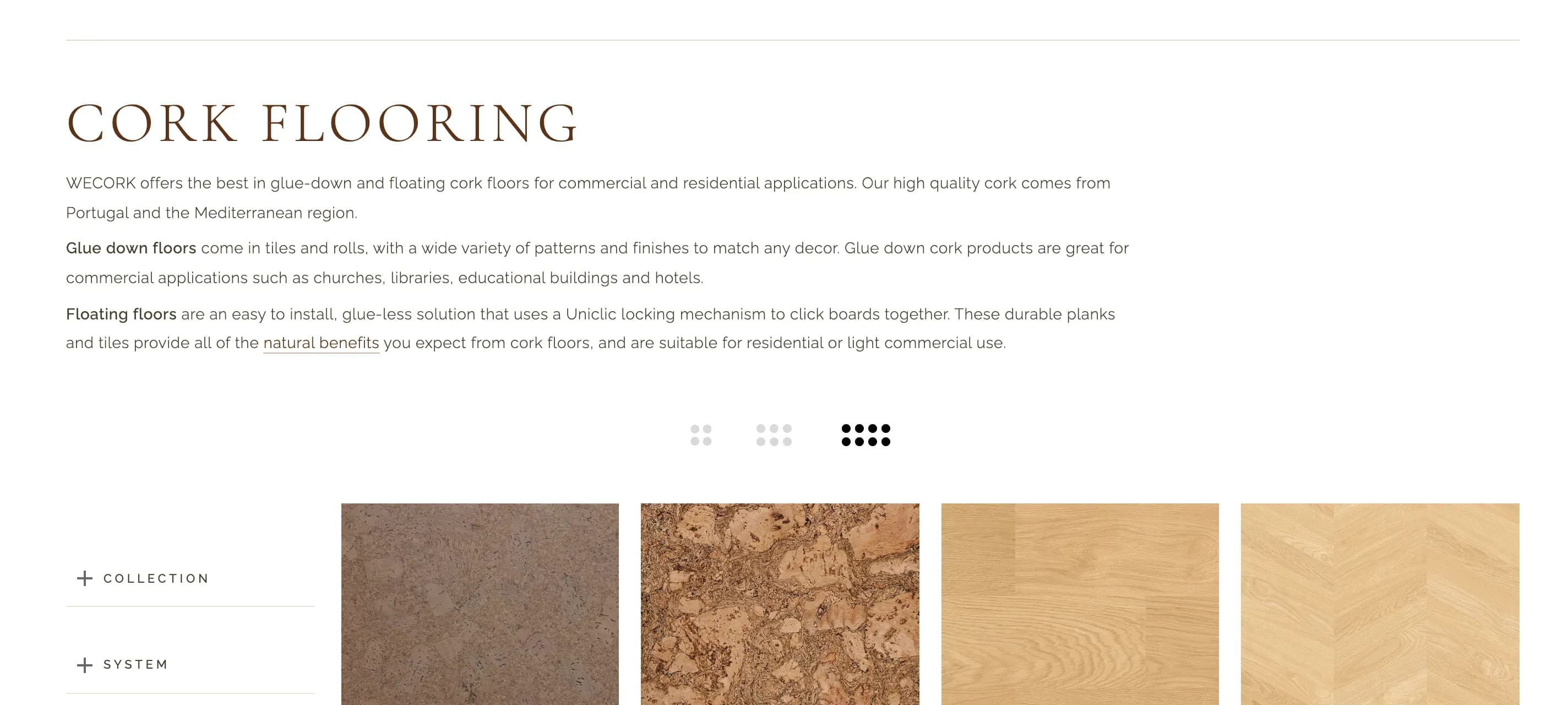 Cork flooring catalogue with finishes