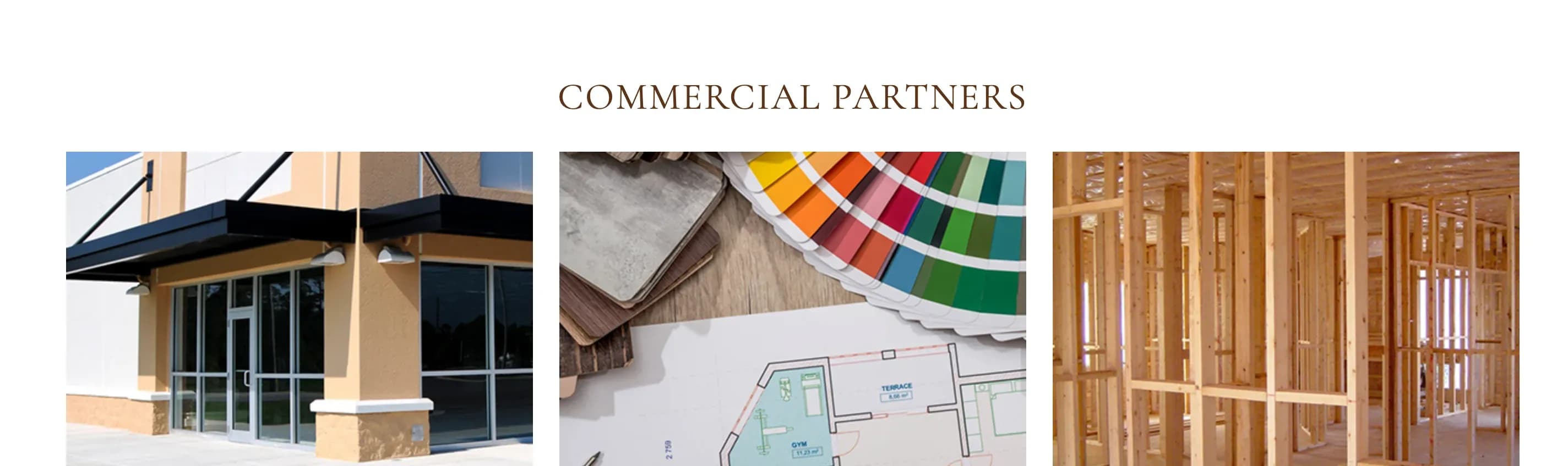 Commercial partners section for dealers, architects and builders